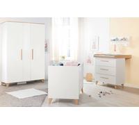 Chambre Bébé 3 Pcs - Lit Cododo 2en1 + Commode À Langer Et Armoire Leon Blanc - Chêne Othello TU