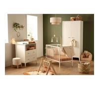 Chambre Bébé 3 Pièces , Lit 120x60 À Barreaux, Commode À Langer, Armoire 2 Portes - Angele Blanc TU