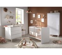 Chambre Bébé 3 Pièces Milann, Lit Bébé 120x60, Commode À Langer Et Armoire 2 Portes - Milann Blanc TU