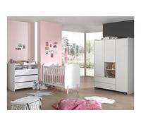 Vipack Pack chambre bébé Kiddy – Lit 60x120, commode, plan à langer, armoire 3 portes Blanc