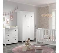 Chambre bébé avec Armoire 2 Portes, Commode et Plan à langer laqué Blanc - MILADY - ALTOBUY Blanc G