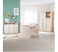Chambre bébé complète - lit évolutif + commode à langer et armoire elva cachemire - noyer de virginie TU