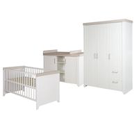 Chambre Bébé Complète Felicia - Roba - Lit 70x140 Cm - Commode À Langer - Armoire - Blanc Blanc