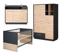 roba Chambre bébé trio lit Lenn armoire 3 portes commode bois 70x140 cm