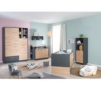Chambre Bébé Complète Lenn - Lit Évolutif 70x140 Cm + Commode À Langer + Armoire 3 Portes - Roba Gris