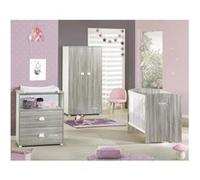Chambre bébé complete - Lit 120x60, commode a langer et armoire - - SMILE - Chene silex