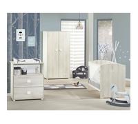 Chambre bébé complete - Lit 120x60, commode a langer et armoire - - SMILE - Hetre cendré