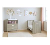 Chambre bébé complete - Lit 120x60 et commode a langer - SMILE - Chene silex G
