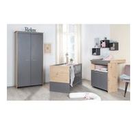 Chambre bébé complete : Lit 60 x 120 cm + commode a langer + armoire - ANNA - ROBA - Chene Kent / Anthracite