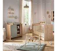 Chambre bébé complète, lit bébé et commode à langer avec claustra - tokyo vert/marron TU