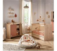 Chambre Bébé Complète, Lit Et Commode À Langer Avec Claustra - Tokyo Rouge/marron TU