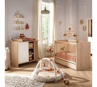 Chambre Bébé Complète, Lit Et Commode À Langer Avec Claustra - Tokyo Blanc/marron TU