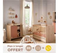 Chambre Bébé Complète, Lit Et Commode À Langer Avec Claustra - Tokyo Rouge/marron TU
