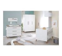 Chambre bébé complete : Lit évolutif 70 x 140 cm + commode a langer + armoire 3 portes - OLE - Chene foncé / Blanc