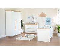 Chambre Bébé Complète - Lit Évolutif + Commode À Langer Et Armoire Lumo Blanc - Chêne Artisan TU