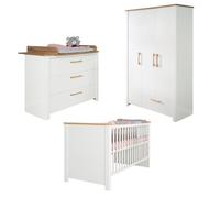 Chambre Bébé Complète ROBA - Ava - Lit évolutif - Blanc et aspect de chêne - Hauteur réglable