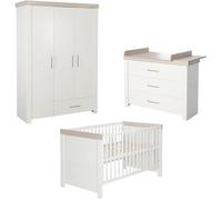 roba Chambre bébé trio lit commode armoire 3 portes Lucy bois 70x140 cm