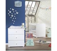 Chambre bébé duo Basic boule: Lit 120x60, commode à langer - Babyprice - Blanc