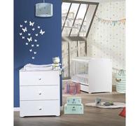 Chambre bébé duo Basic boule: Lit 120x60, commode a langer - Babyprice - Blanc