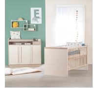 Chambre bébé évolutive - lit + commode à langer elva cachemire - noyer de virginie TU