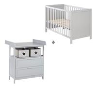 roba Ensemble lit enfant et commode à langer tiroirs Hamburg bois taupe