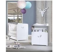 chambre bébé duo leaf: lit 120x60, commode a langer - babyprice - blanc Blanc G