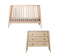 Chambre bébé duo Linea lit évolutif + commode Chêne