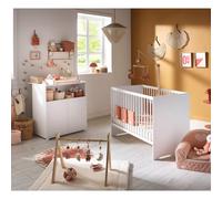 Chambre bébé duo: lit 120x60 et commode à langer 2 portes - first blanc TU
