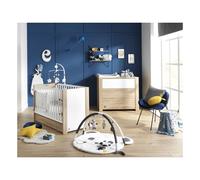 Chambre bébé duo lit 60x120cm + commode antonin bois et blanc