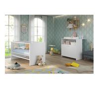 Chambre bébé Duo : Lit 70 x 140 cm + Commode à langer NIKO - Blanc - TREND TEAM