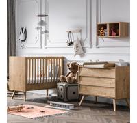 Chambre bébé duo lit 70x140 + commode Bois - Collection Vintage
