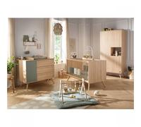 Chambre bébé duo lit 70x140cm bois + commode sauge Seventies