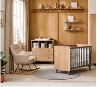 Chambre Bébé Duo: Lit Bébé 60x120 Et Commode À Langer 2 Tiroirs Décor Bois Chêne - Come Marron/gris TU