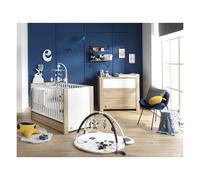 Chambre bébé duo lit + commode antonin bois et blanc