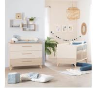 Chambre bébé duo : Lit évolutif 70 x 140 cm + Commode à langer - SYDNEY - ROBA - Chêne / Beige