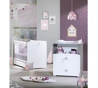 Chambre bébé duo Nao: lit 120x60, commode a langer - Babyprice - Blanc
