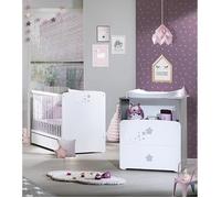 Chambre bébé duo Nao: lit 120x60, commode à langer - Babyprice - Blanc