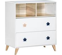 Chambre bébé duo OSLO - Lit 120x60 + Commode a langer 2 tiroirs étoiles - SAUTHON