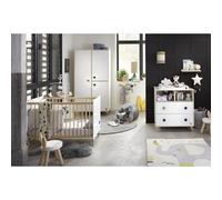Chambre bébé duo OSLO - Lit 120x60 + Commode à langer 2 tiroirs étoiles - SAUTHON