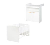 Chambre Bébé Duo ROBA Anton - Lit Évolutif 70x140 cm + Commode à Langer - Blanc