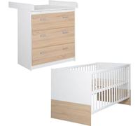 Chambre Bébé Duo ROBA - Gabriella - Lit Évolutif 70x140 + Commode a Langer Compacte - Bicolore