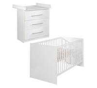 Chambre Bébé Duo ROBA - Maren - Lit Évolutif 70x140 cm + Commode à Langer Compacte - Blanc