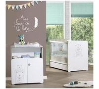 Chambre bébé duo Teddy: lit 120x60, commode a langer - Babyprice - Blanc G
