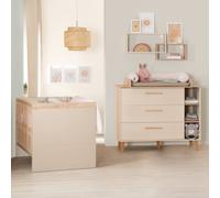 Chambre bébé évolutive 2 pièces avec soft-close jil cashmere / décor châtaignier TU