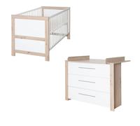Chambre bébé évolutive 2 pièces - fermeture soft-close malo blanc - chêne sonoma scié TU