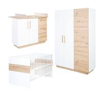 Chambre bébé évolutive complète avec soft-close lion blanc / chêne artisan TU