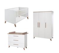 Chambre bébé évolutive complète avec soft-close ole blanc - chêne foncé TU