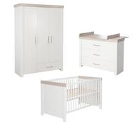 Chambre bébé évolutive complète - style moderne avec soft-close lucy blanc cassé / décor luna elm TU
