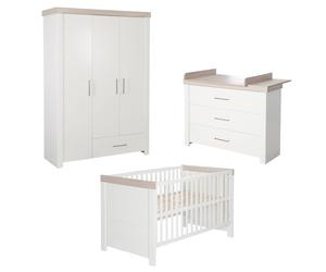 Chambre bébé évolutive complète - style moderne avec soft-close lucy blanc cassé / décor luna elm TU