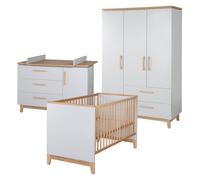 Chambre bébé évolutive complète - style scandinave avec soft-close caro gris clair / chêne doré TU